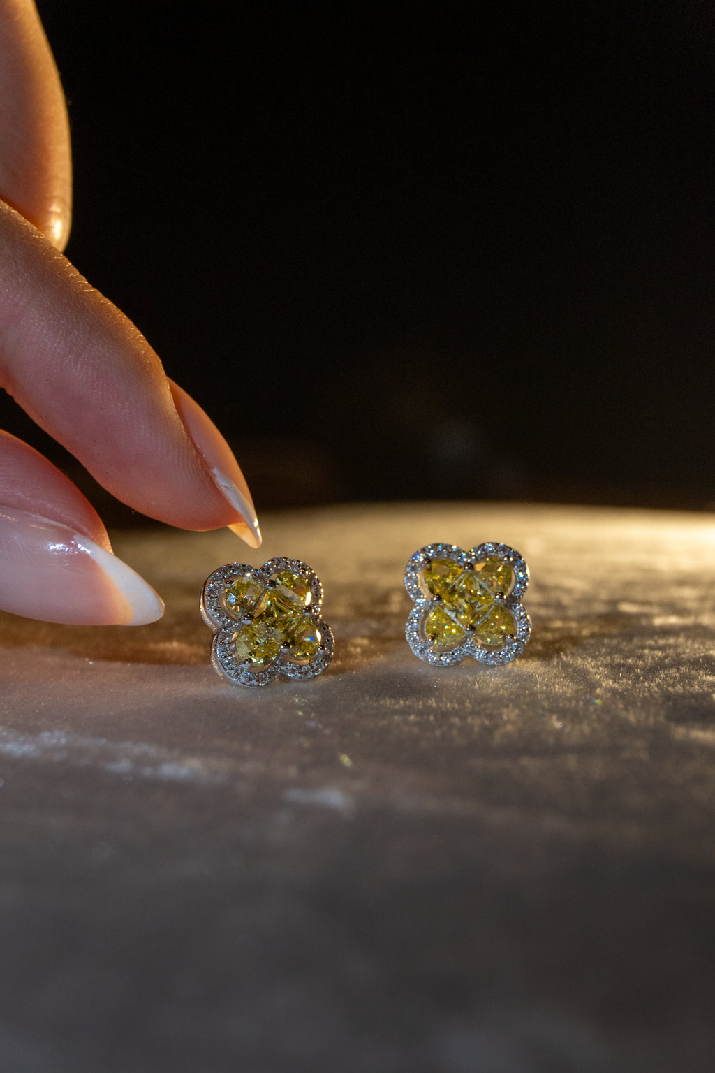 Golden Flower Silver Earrings