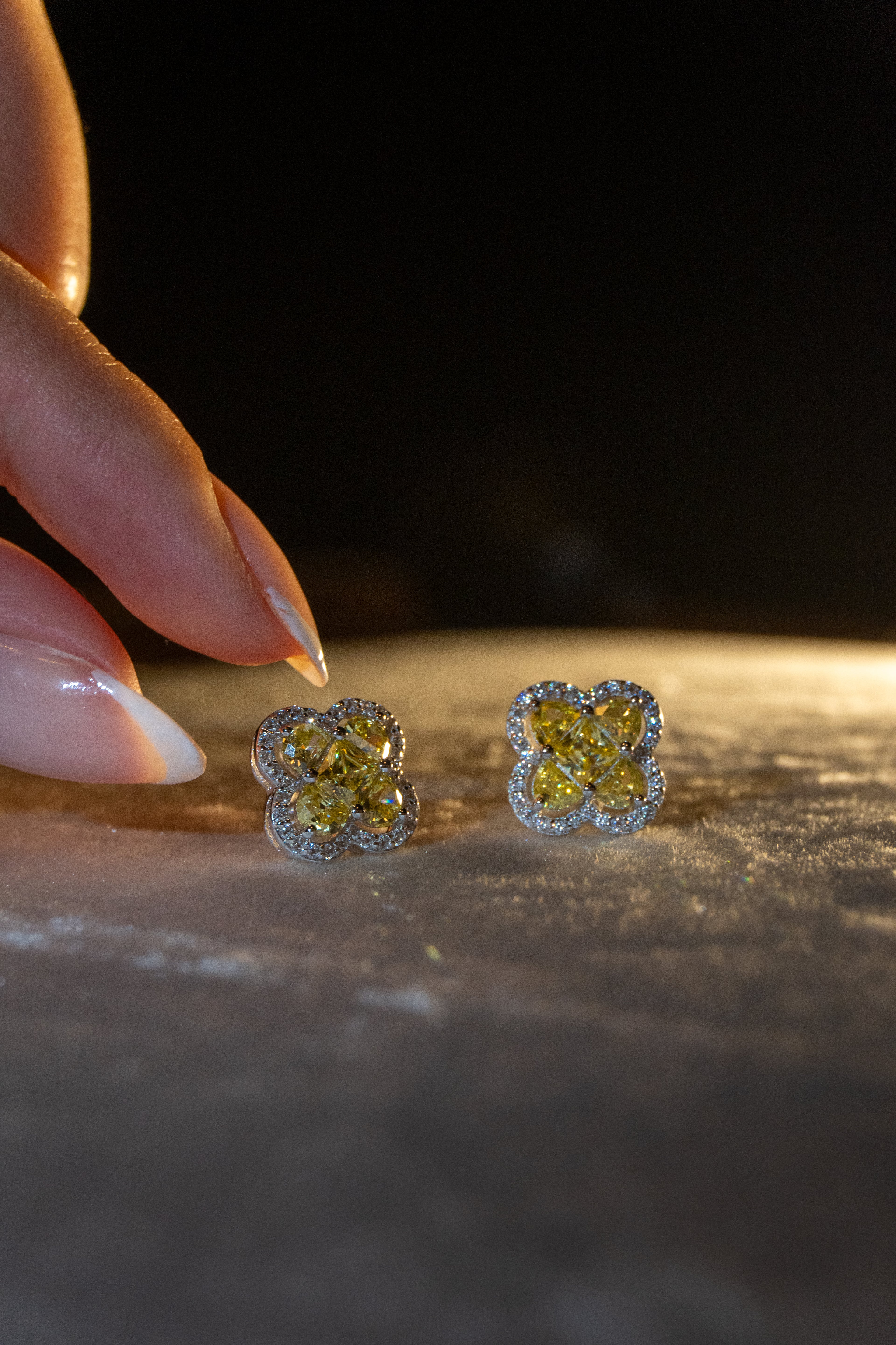 Golden Flower Silver Earrings