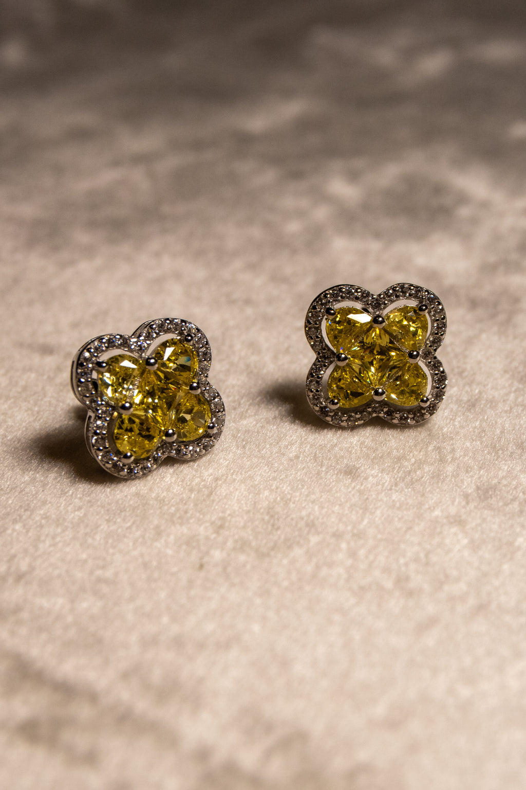 Golden Flower Silver Earrings