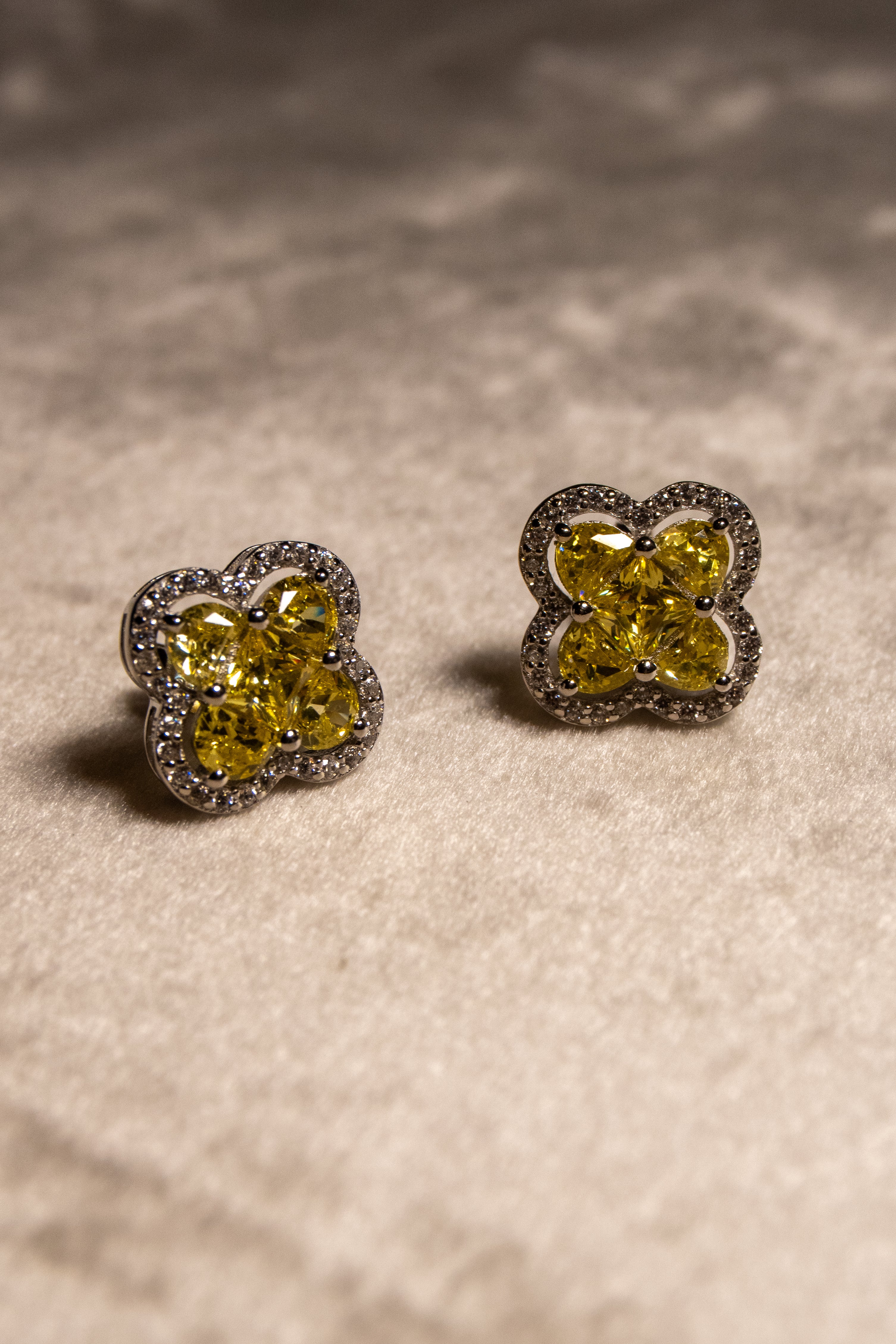 Golden Flower Silver Earrings