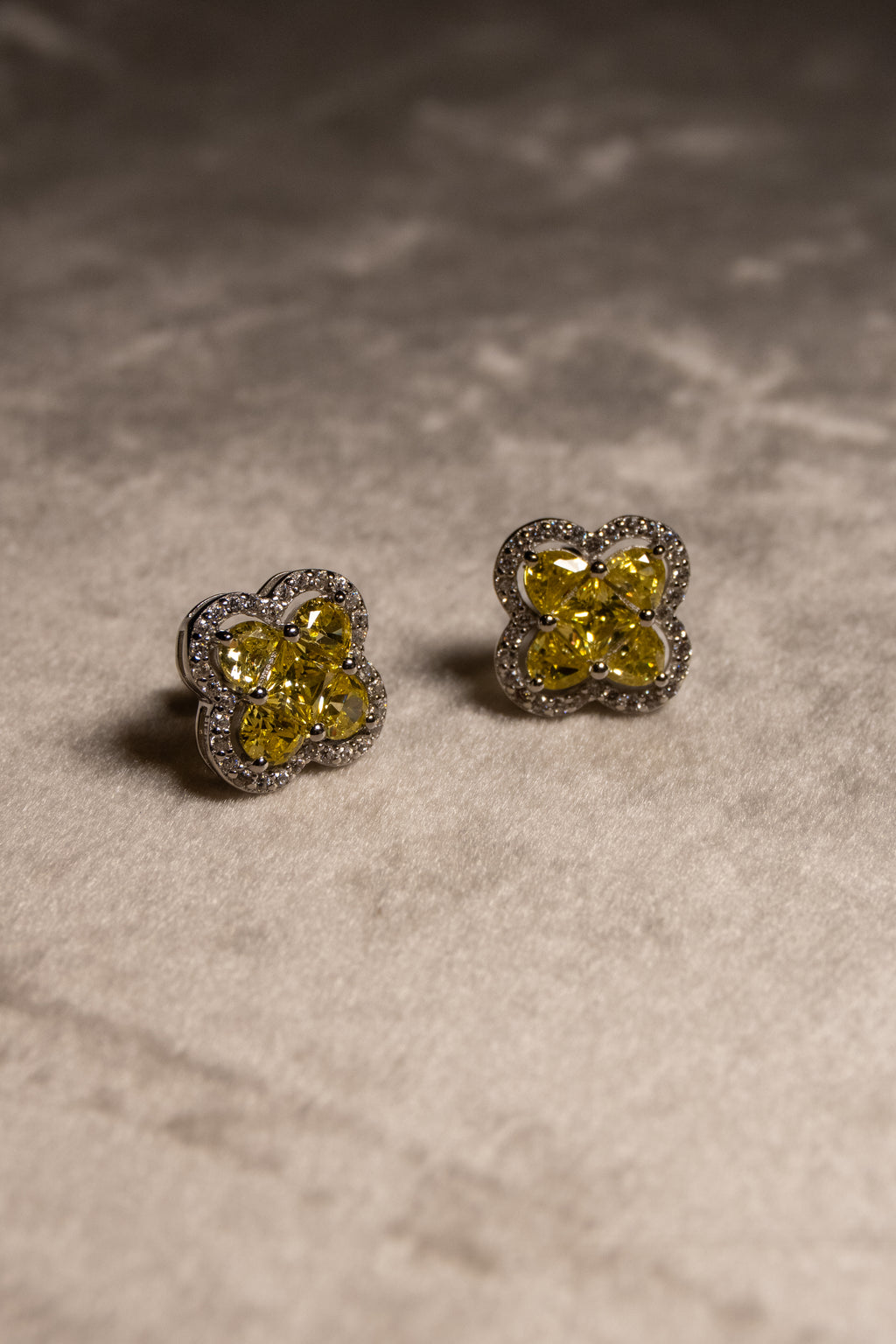 Golden Flower Silver Earrings