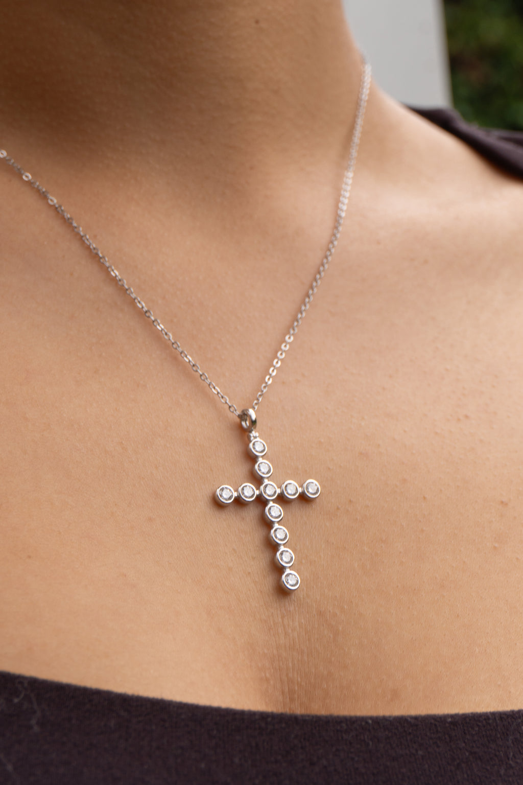 Aurora Cross Silver Necklace