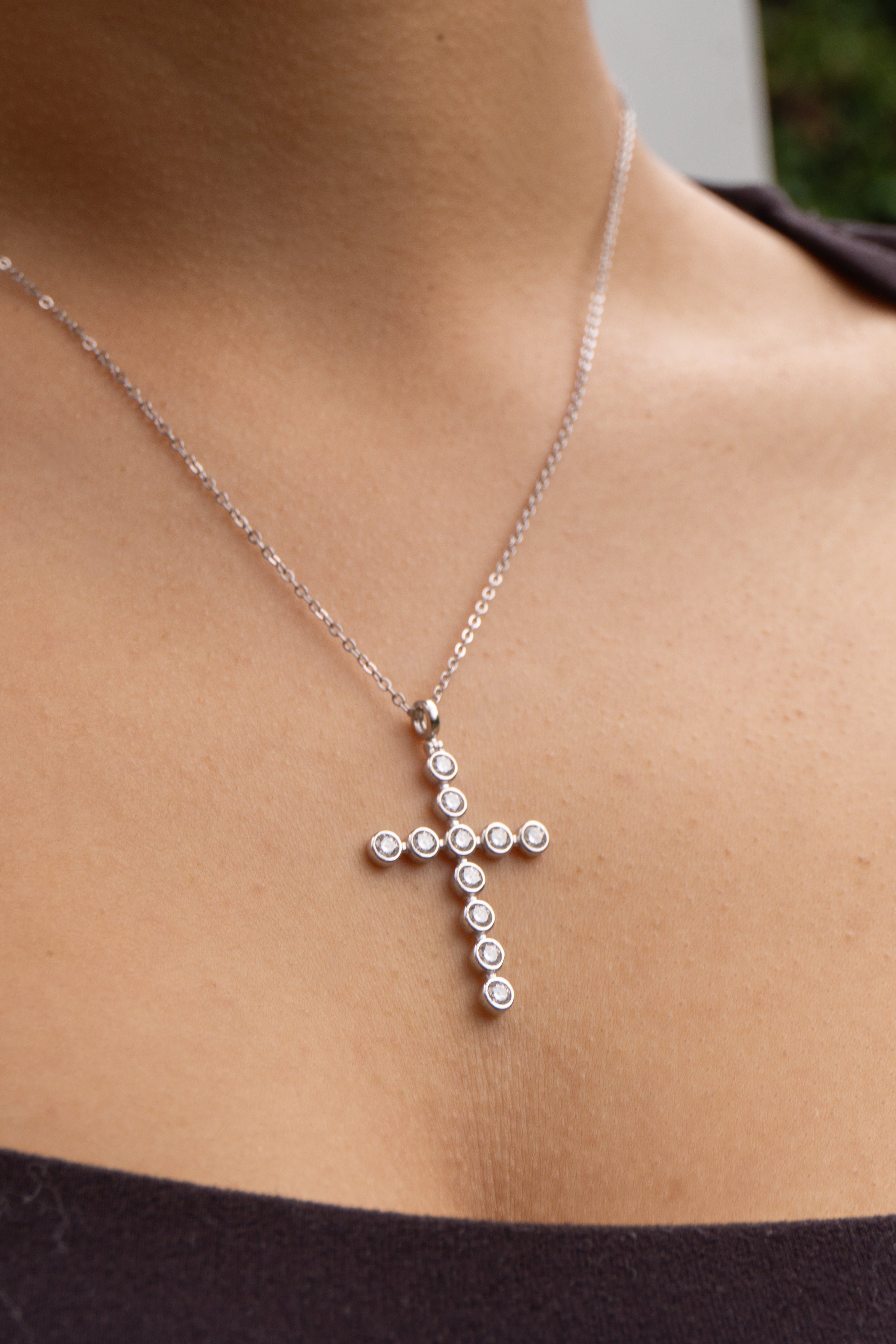 Aurora Cross Silver Necklace
