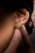 Golden Flower Silver Earrings